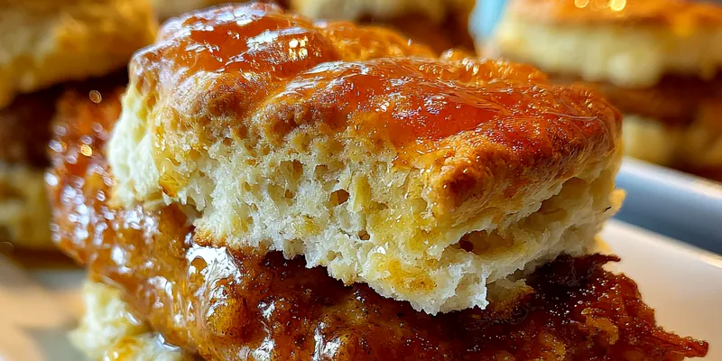 Delicious Crispy Honey Chicken Biscuits served on a plate