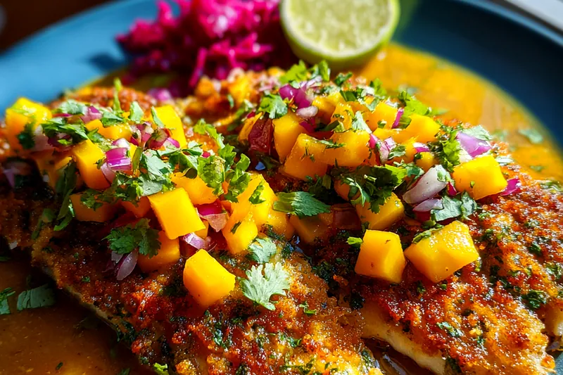 Fresh ingredients for Crispy Mango Fish Delight