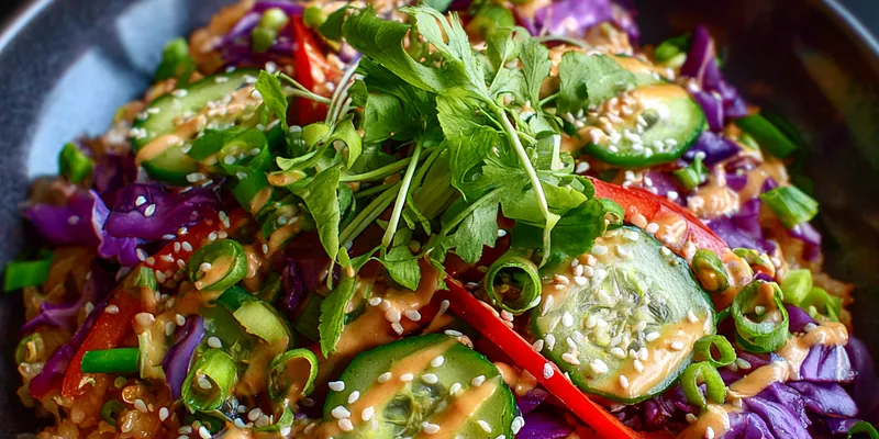 Delicious Crispy Rice Veggie Salad served on a plate