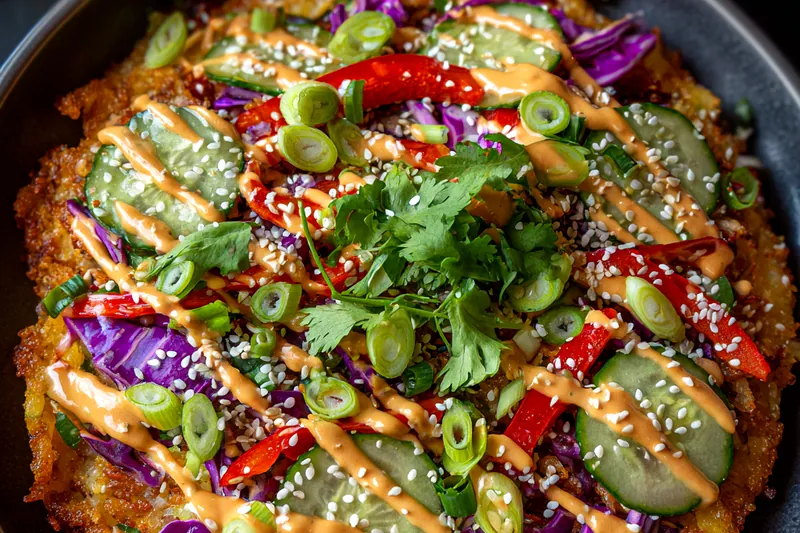 Fresh ingredients for Crispy Rice Veggie Salad