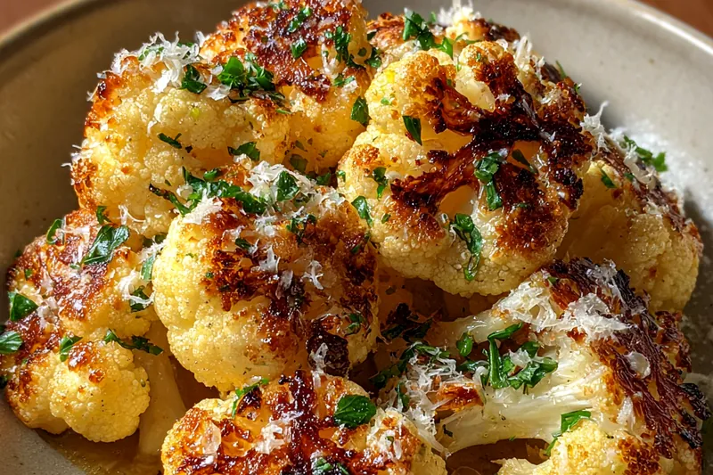 Cooking process for Crispy Roasted Parmesan Cauliflower