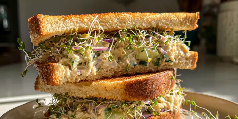 Delicious Cucumber Herb Sandwich served on a plate