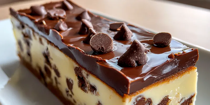 A close-up of freshly baked Decadent Chocolate Chip Bars, showcasing the melted chocolate chips and golden edges.