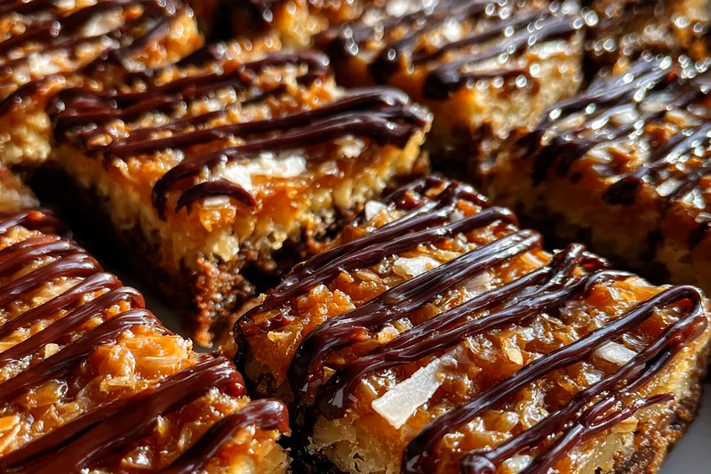 Cooking process for Decadent Chocolate Coconut Squares