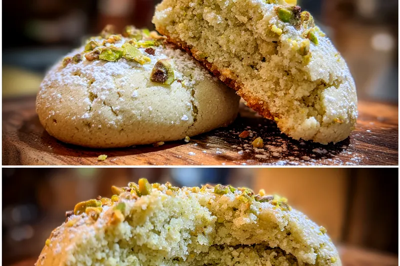 An assortment of ingredients for Delicate Pistachio Cookies laid out on a kitchen countertop.