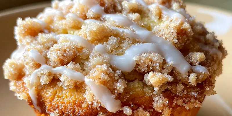 Beautifully baked coffee cake muffins topped with a crumbly cinnamon-sugar topping on a rustic wooden table.