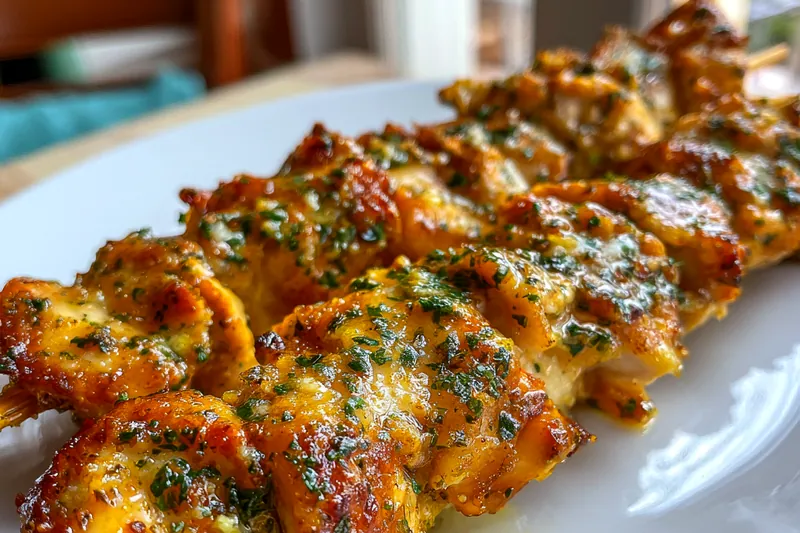 Step-by-step cooking process of Delicious Garlic Parmesan Skewers on the grill.