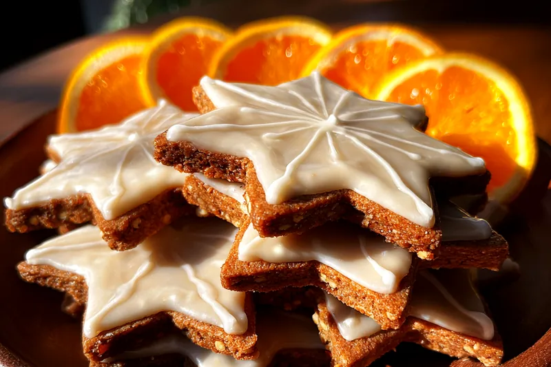 A collection of ingredients for Festive Orange Clove Cookies including butter, sugar, and spices.