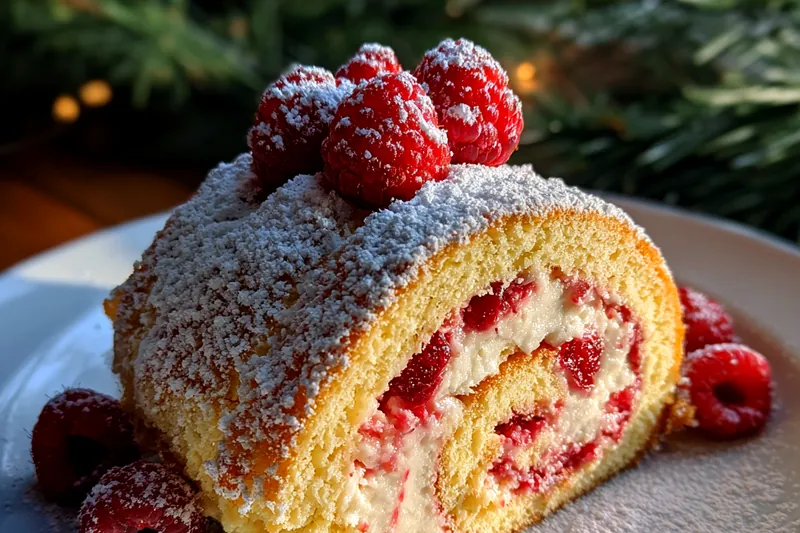 Fresh ingredients for Festive Raspberry Roll