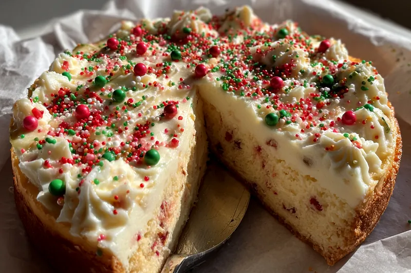 Fresh ingredients for Festive Sprinkle Cheesecake