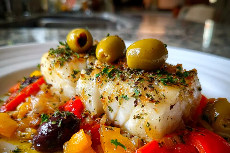 An assortment of fresh ingredients for Flavorful Baked Cod Delight, including cod fillets, herbs, and lemon.