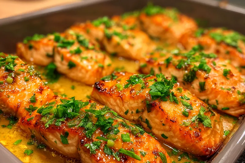 Ingredients laid out for Flavorful Bang Bang Salmon Dish, including salmon, spices, and sauces.