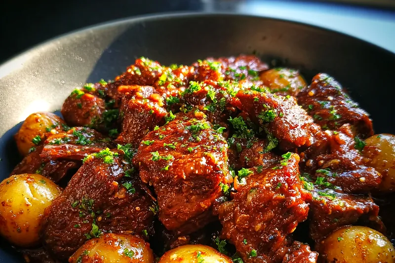 Cooking process for Garlic Butter Braised Beef