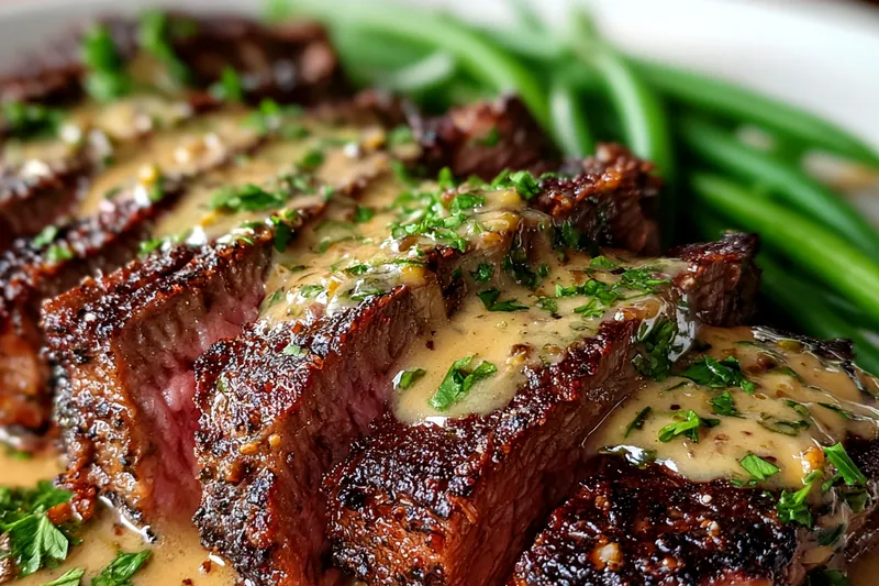 Cooking process for Garlic Butter Steak with Herb Sauce