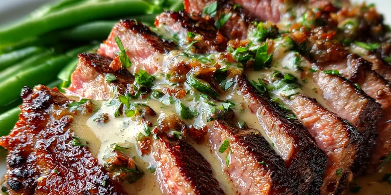 Garlic Butter Steak with Herb Sauce