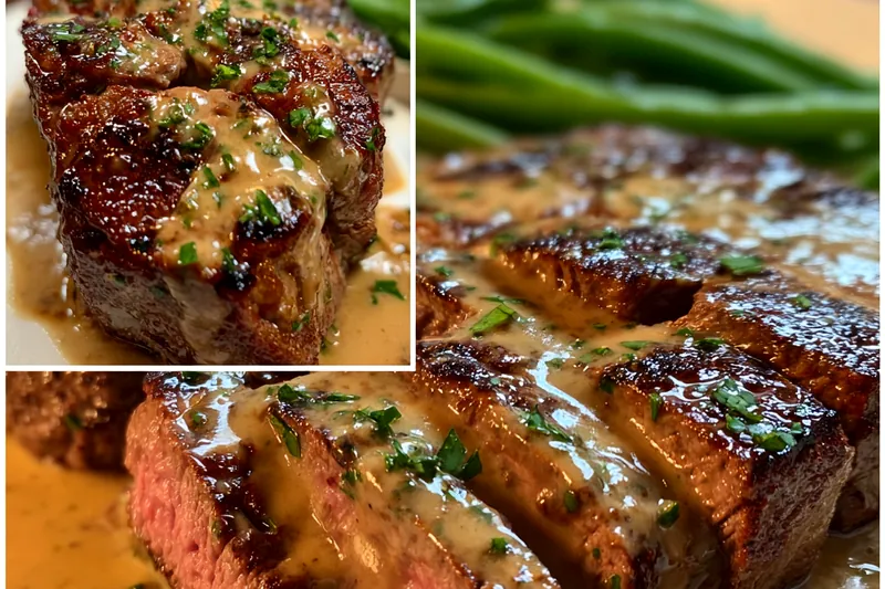 Fresh ingredients for Garlic Butter Steak with Herb Sauce