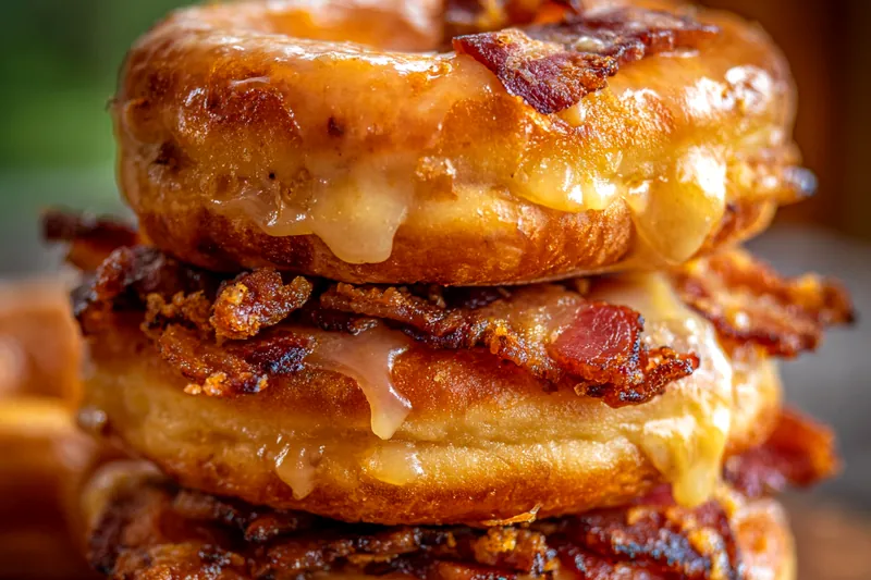 Fresh ingredients for Glazed Donut Bacon Stack