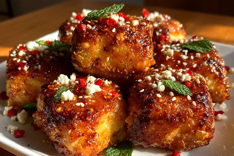 Fresh ingredients for Glazed Feta Rolls