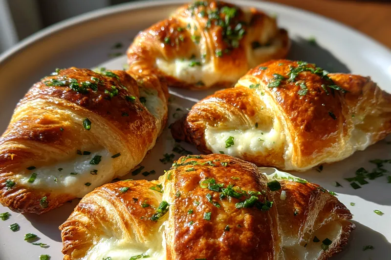 Raw ingredients for cheese puff pastry parcels including rolled puff pastry sheets, various cheeses, fresh herbs, eggs, and seasonings on a marble surface