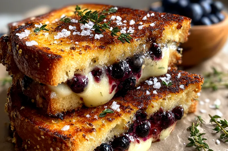 Cooking process for Gourmet Blueberry Grilled Cheese
