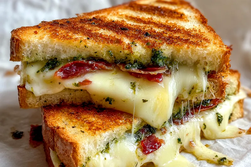 Fresh ingredients for Gourmet Grilled Pesto Sandwich