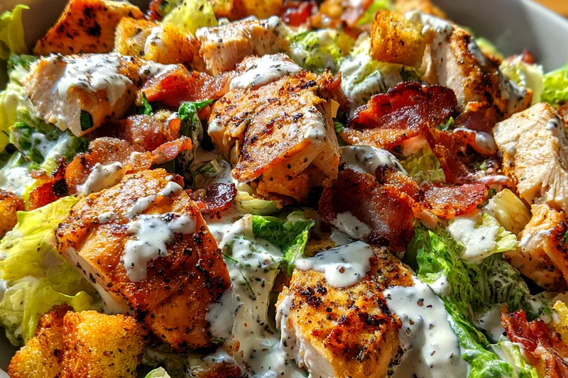 Cooking process for Grilled Chicken Bacon Salad