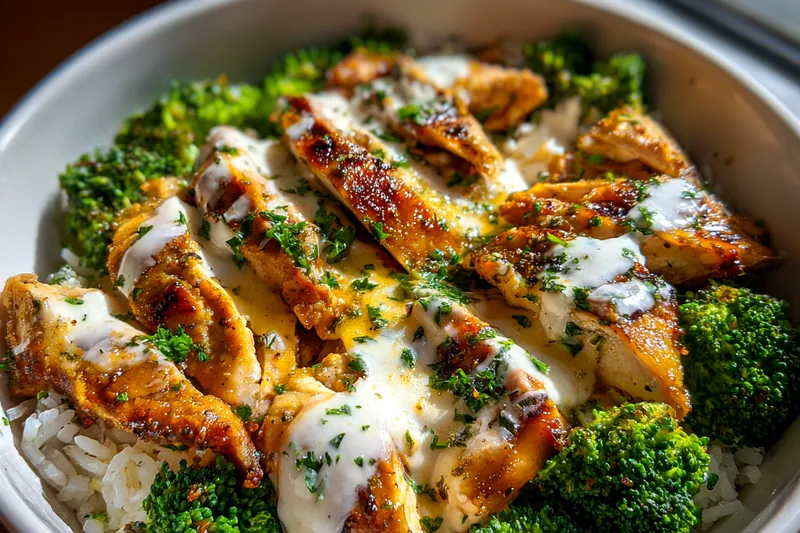 Cooking process for Grilled Chicken Broccoli Bowl