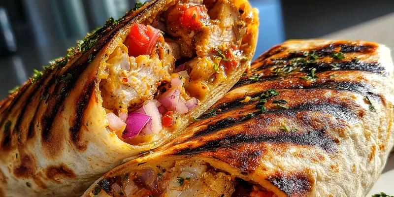 Delicious Grilled Chicken Burrito served on a plate