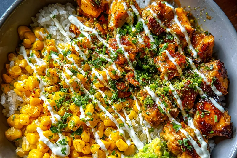 Cooking process for Grilled Chicken Corn Bowl