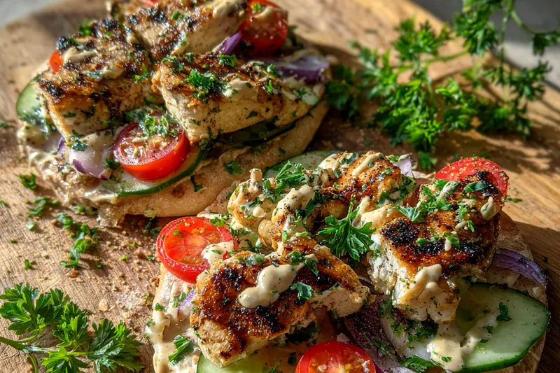 Fresh ingredients for Grilled Chicken Flatbread