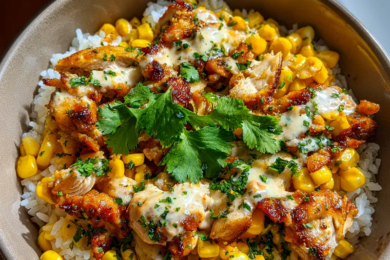 Fresh ingredients for Grilled Chicken Rice Bowl