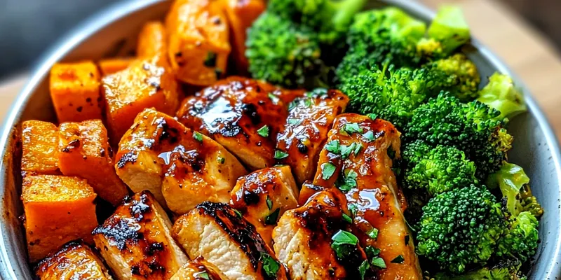 Delicious Grilled Chicken Sweet Potato Bowl served on a plate