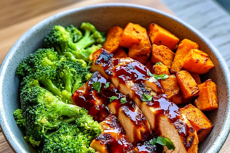 Fresh ingredients for Grilled Chicken Sweet Potato Bowl