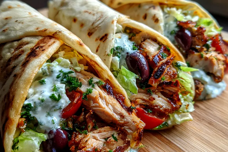 Cooking process for Grilled Chicken Wraps with Herb Sauce