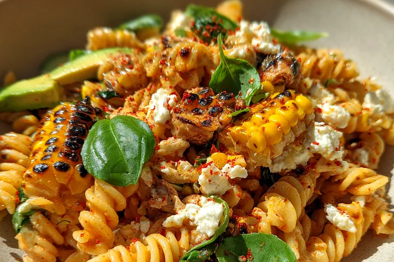 Fresh ingredients for Grilled Corn Avocado Pasta Salad