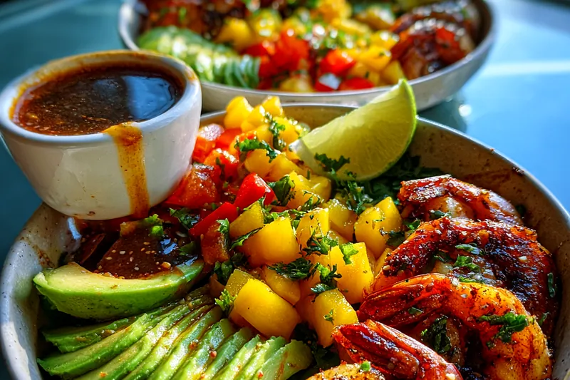 Cooking process for Grilled Shrimp Avocado Bowls