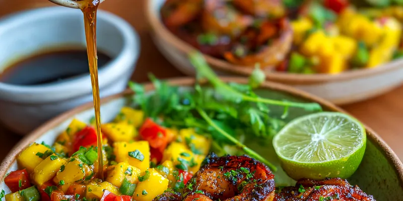 Delicious Grilled Shrimp Avocado Bowls served on a plate