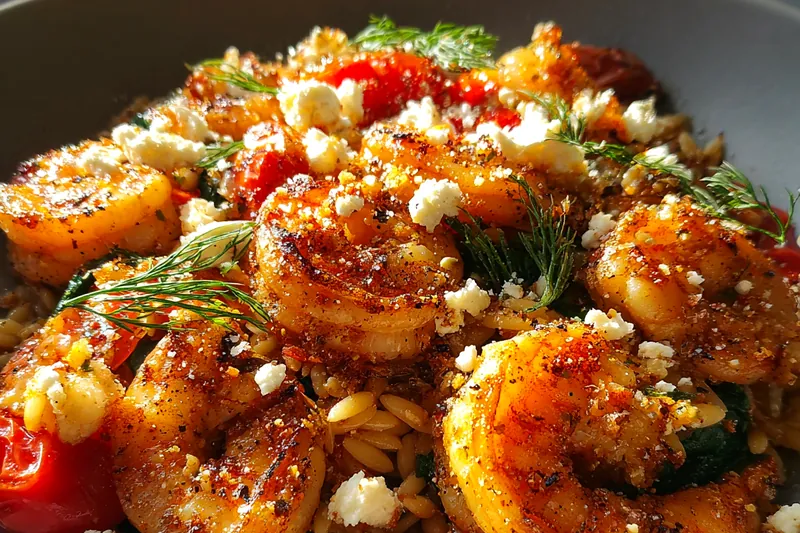 Fresh ingredients for Grilled Shrimp Orzo Delight