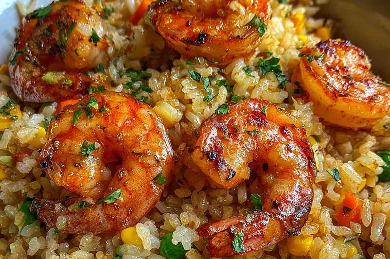 Cooking process for Grilled Shrimp Rice Bowl