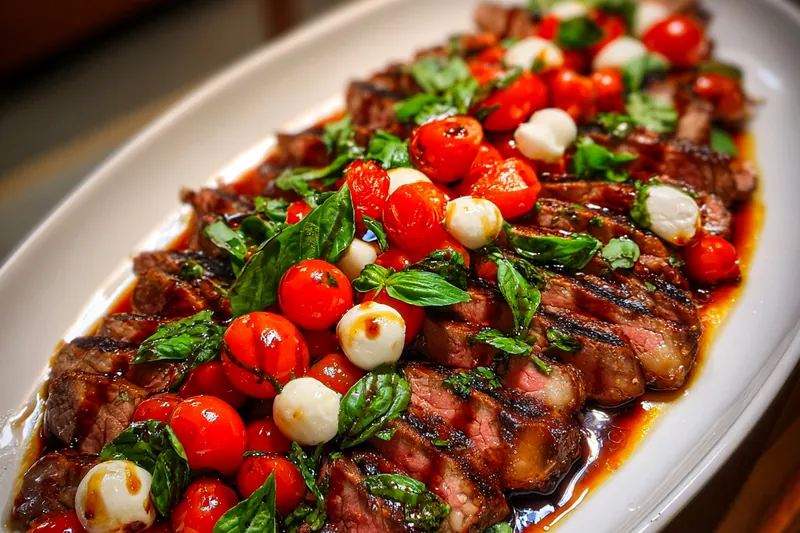 Fresh ingredients for Grilled Steak Caprese Salad