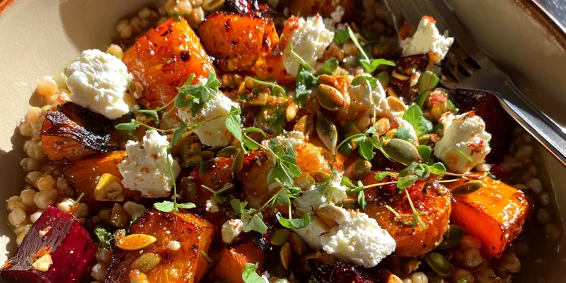 Delicious Harvest Grain Vegetable Bowl served on a plate