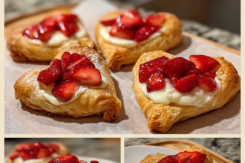Fresh ingredients for Heart Shaped Strawberry Pastries