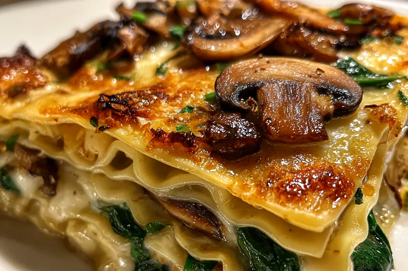Fresh ingredients for Hearty Mushroom Spinach Layer