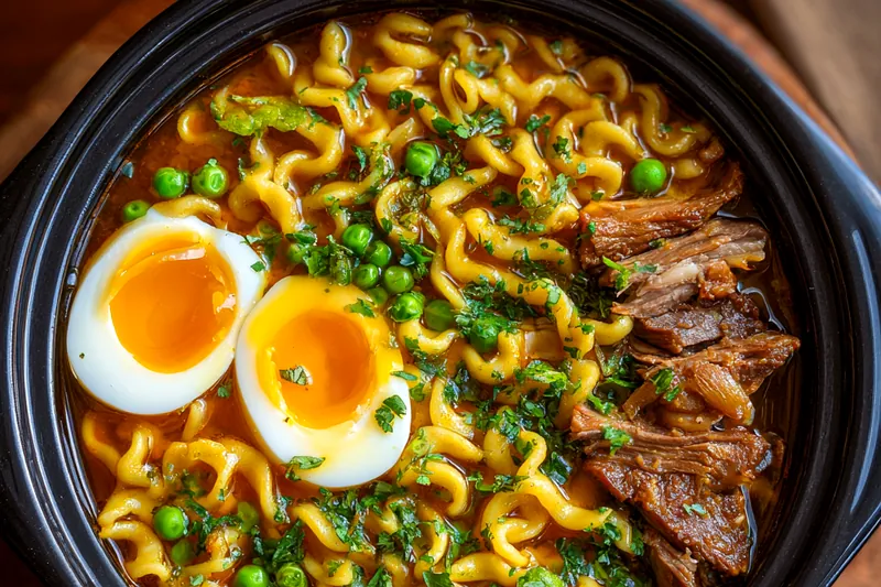 Cooking process for Hearty Slow Cooker Ramen