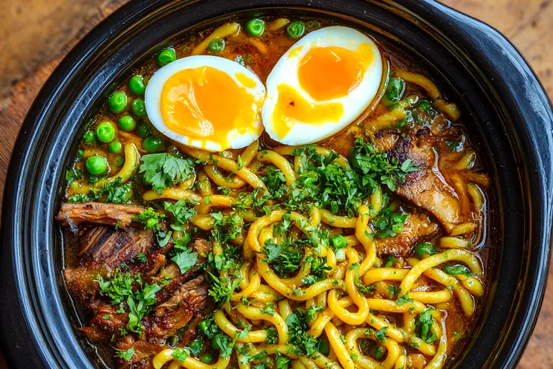 Fresh ingredients for Hearty Slow Cooker Ramen