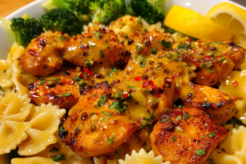 Cooking process for Herb Chicken Bowtie Pasta