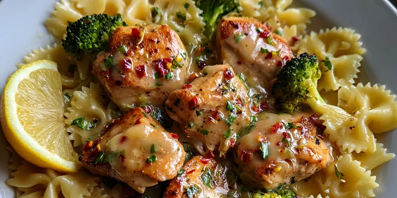 Delicious Herb Chicken Bowtie Pasta served on a plate