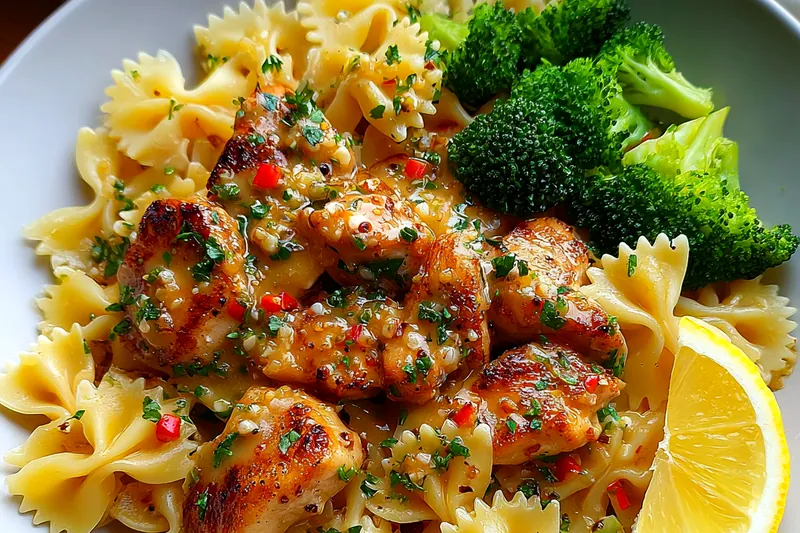 Fresh ingredients for Herb Chicken Bowtie Pasta