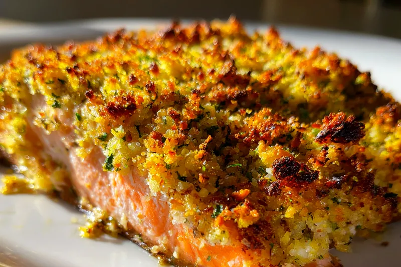 Cooking process for Herb Crusted Salmon Bake