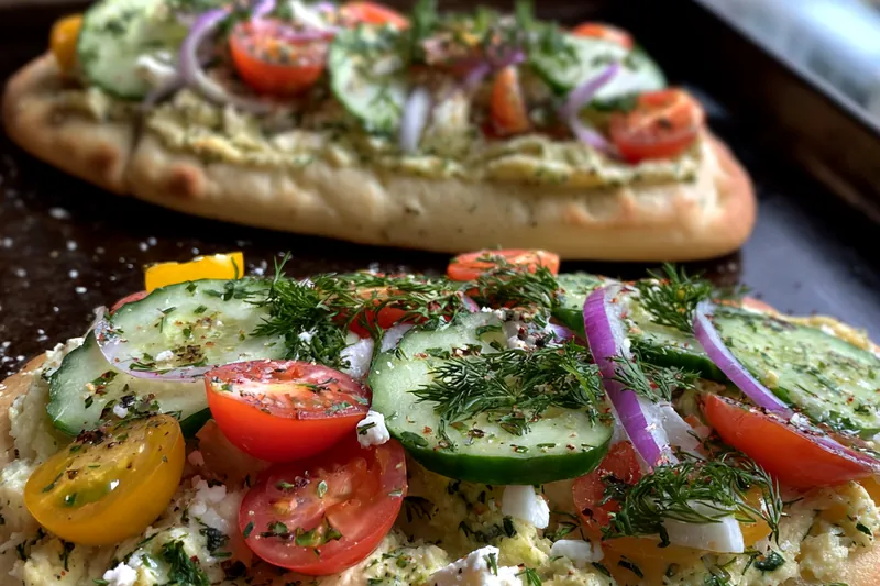 Fresh ingredients for Herb Flatbread with Fresh Veggies